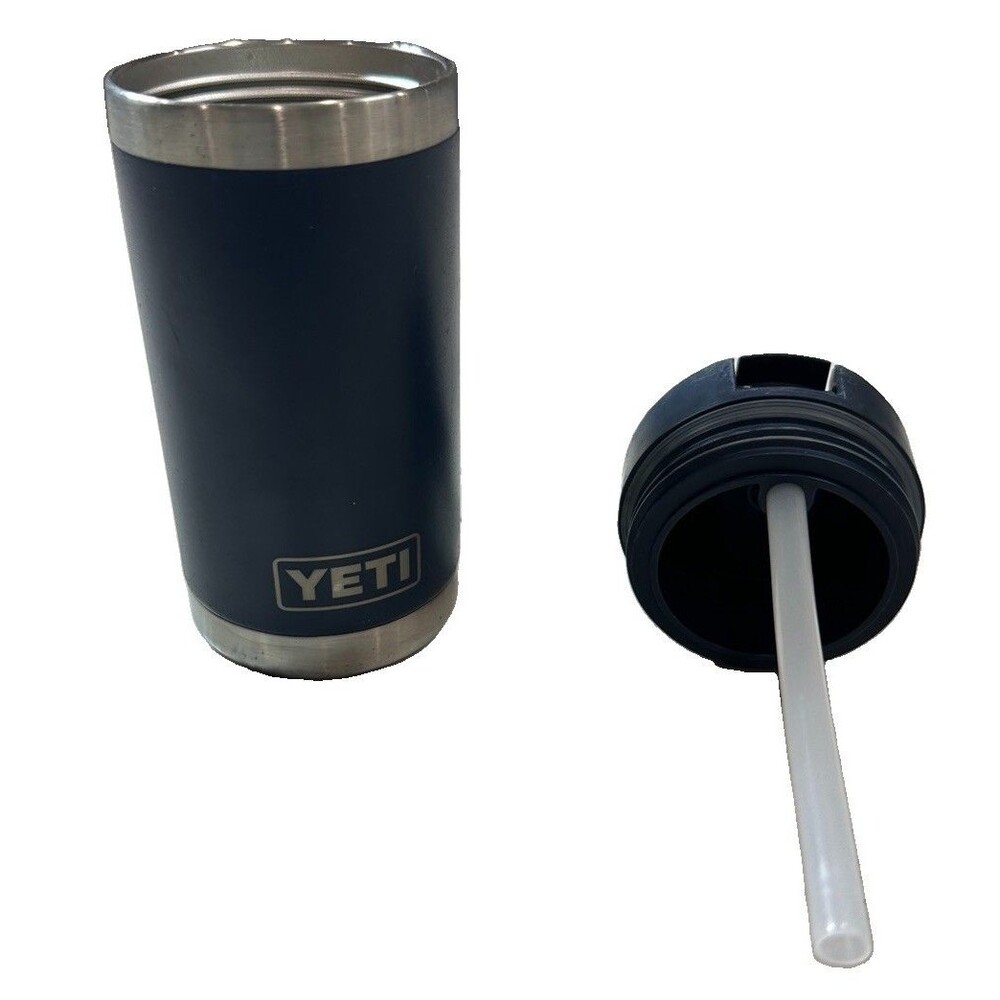 YETI Rambler Kids Water Bottle with Flip Spout and Straw, Navy, 12oz